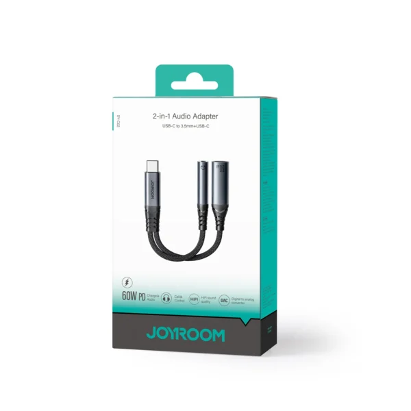 Joyroom SY-C02 Audio-Transfer Series 2-in-1 Audio Adapter (Type-C to 3.5mm+Type-C)-Black