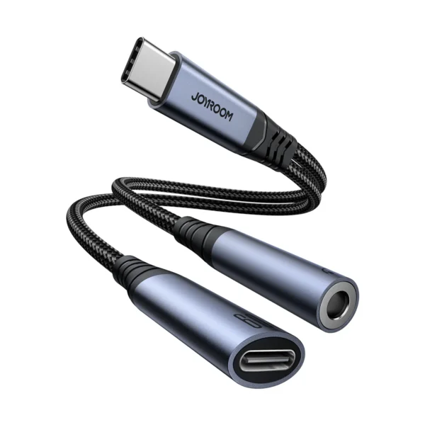 Joyroom SY-C02 Audio-Transfer Series 2-in-1 Audio Adapter (Type-C to 3.5mm+Type-C)-Black