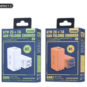 REMAX CA02 3-port fast charger (ACC67W) GaN, TypeC PD / PPS 67W, USB-A QC3.0 22.5W, US Pin
