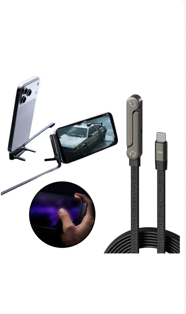 240W Fast Charging Type-C to Type-C Cable with Phone Holder (X09A)